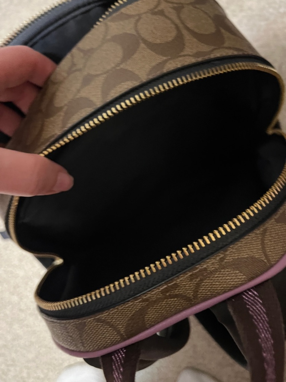 Coach Floral Signature Court Backpack - Brown/Purple/Navy - Picture 7 of 14
